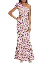 Gosia Floral One-Shoulder Gown