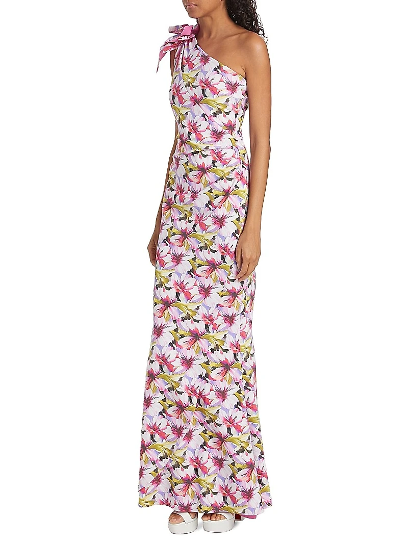 Gosia Floral One-Shoulder Gown