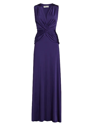 Kinj Twisted V-Neck Gown