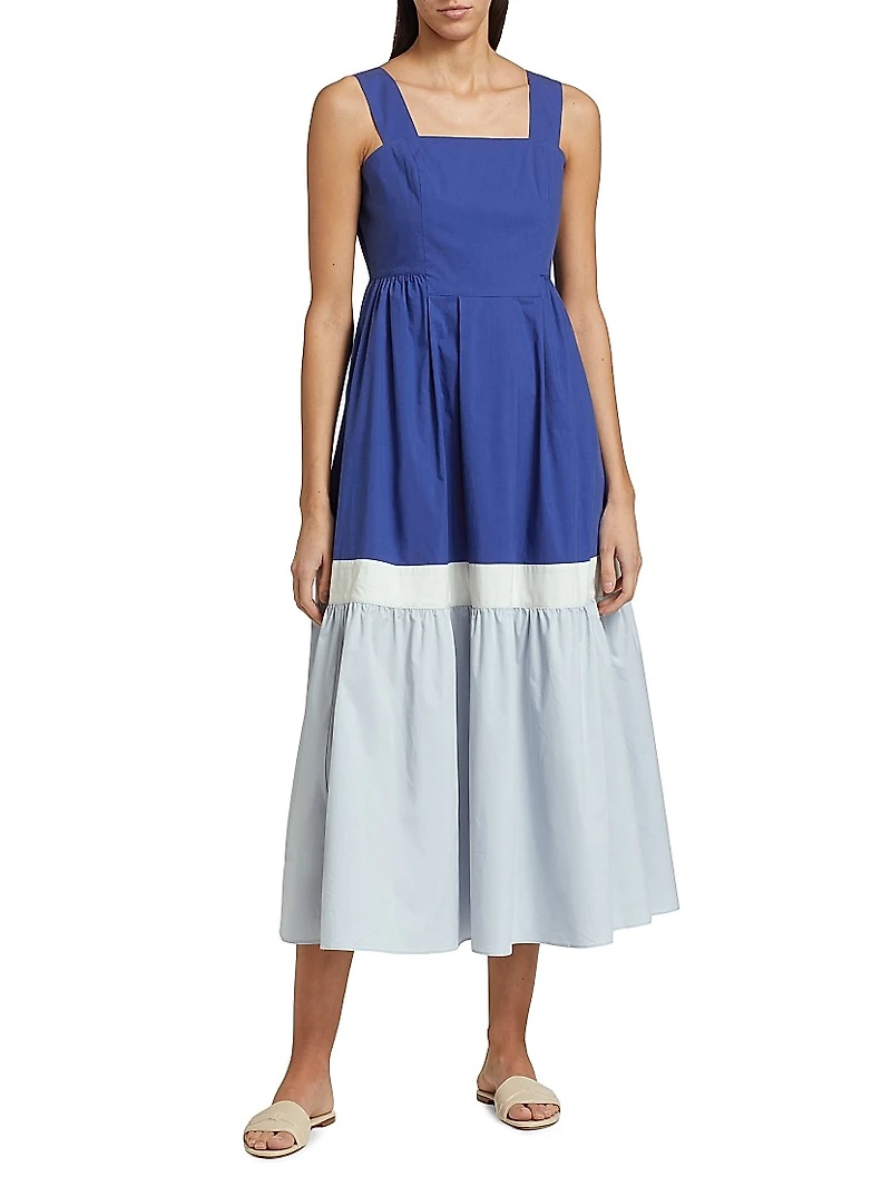 Colorblock Tiered Midi-Dress