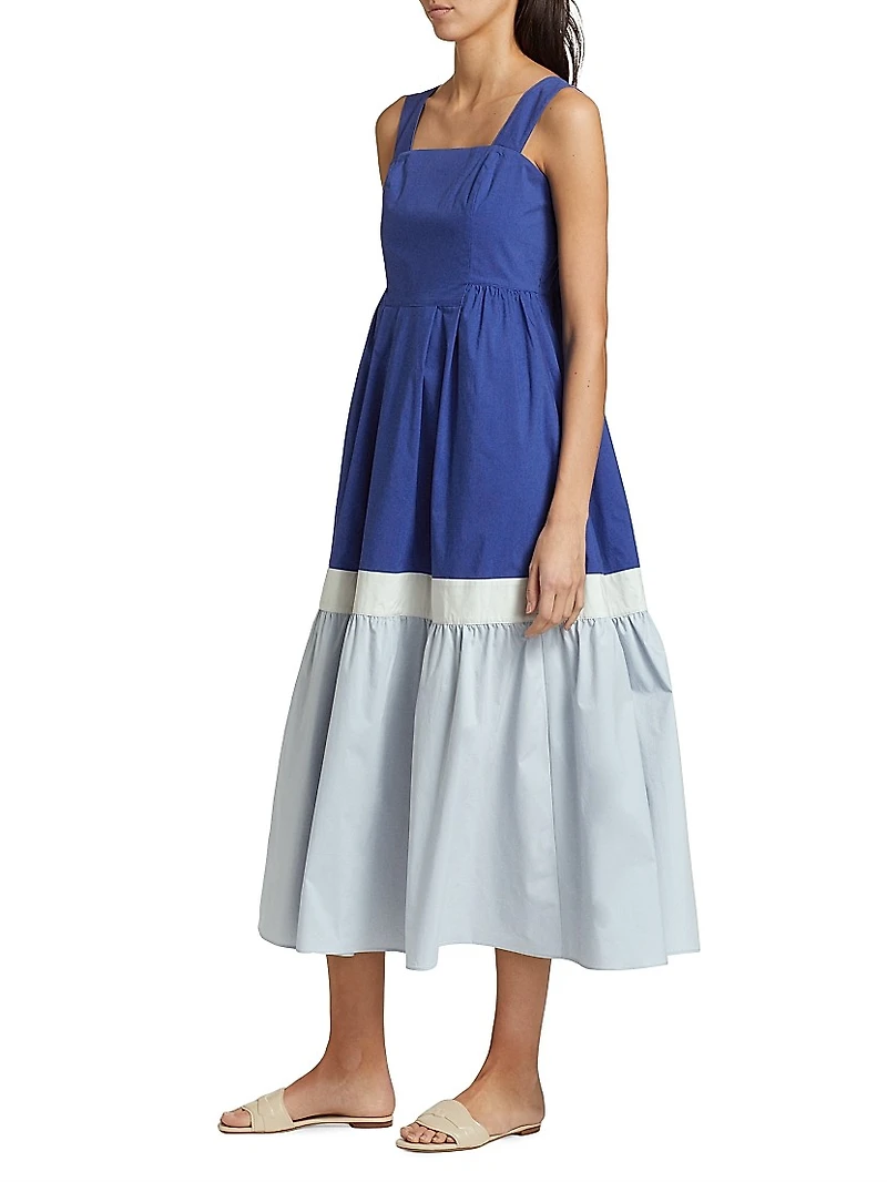 Colorblock Tiered Midi-Dress