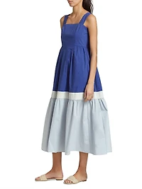 Colorblock Tiered Midi-Dress