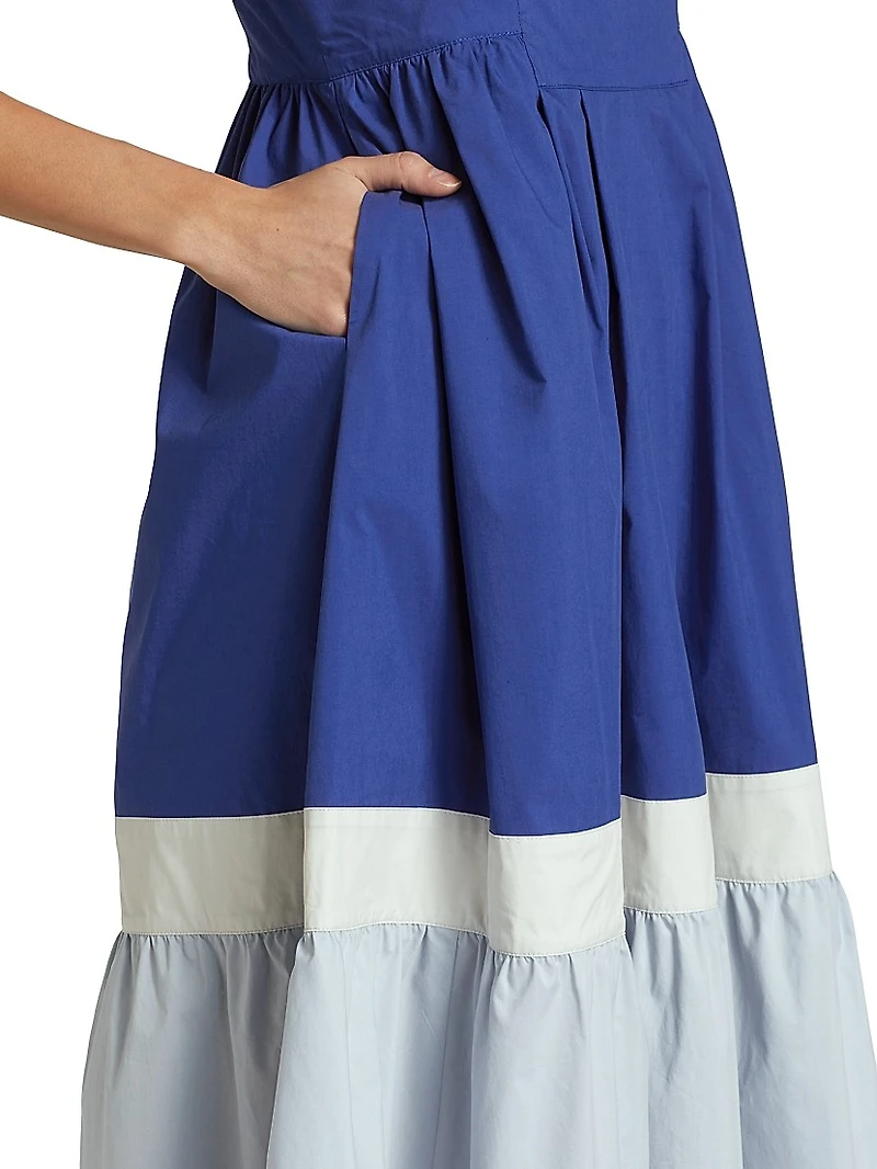 Colorblock Tiered Midi-Dress