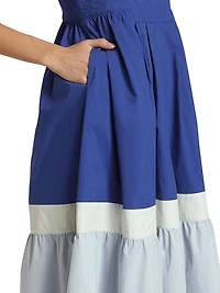 Colorblock Tiered Midi-Dress