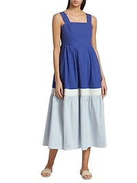 Colorblock Tiered Midi-Dress