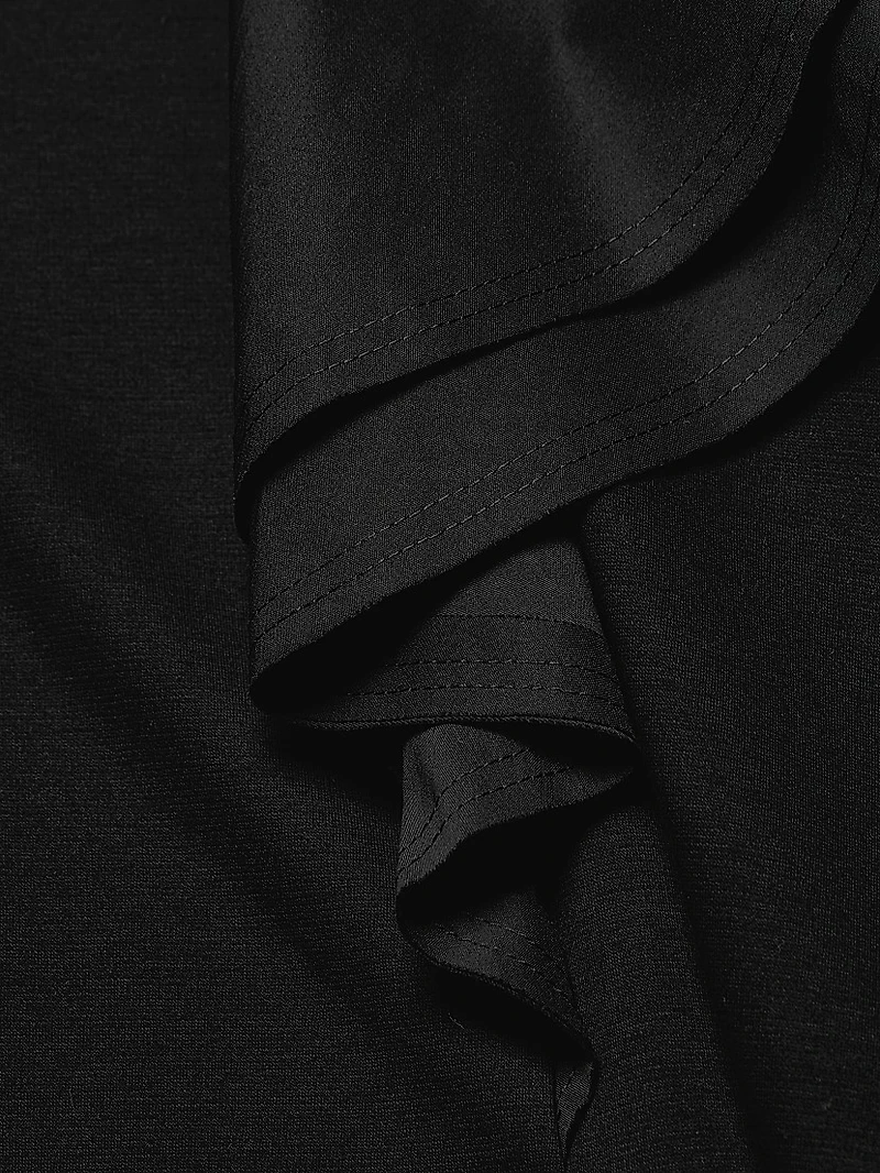 Cotton Ruffled V-Neck T-Shirt