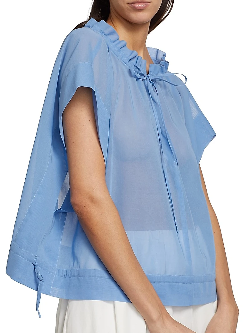 Cotton Organza Ruffled Blouse