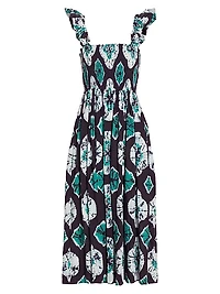 Aveline Tie-Dye Smocked Midi-Dress