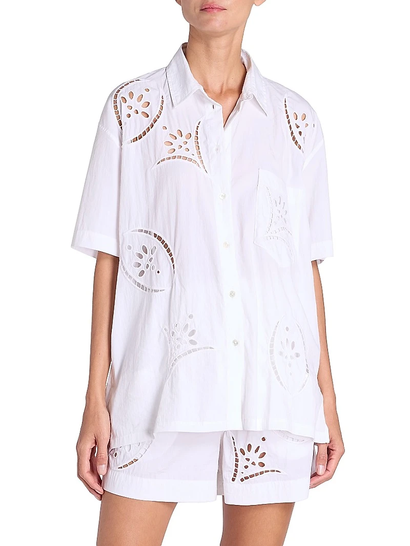 Bilya Eyelet-Embroidered Short-Sleeve Shirt