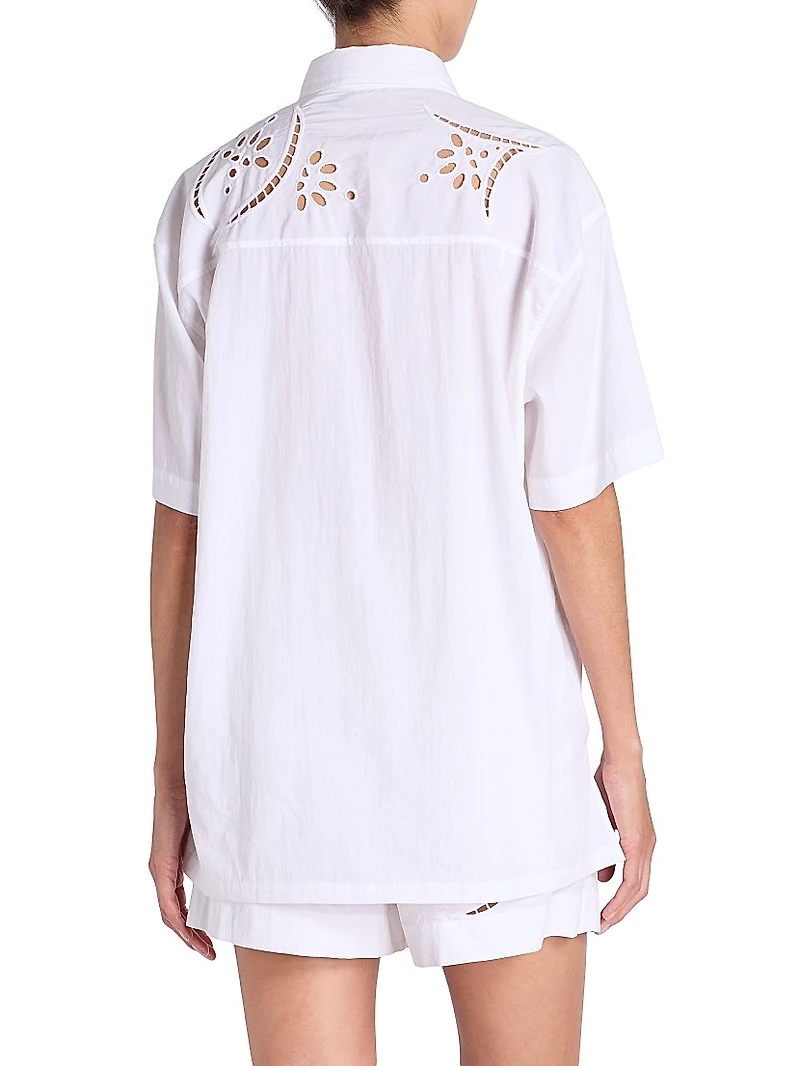 Bilya Eyelet-Embroidered Short-Sleeve Shirt