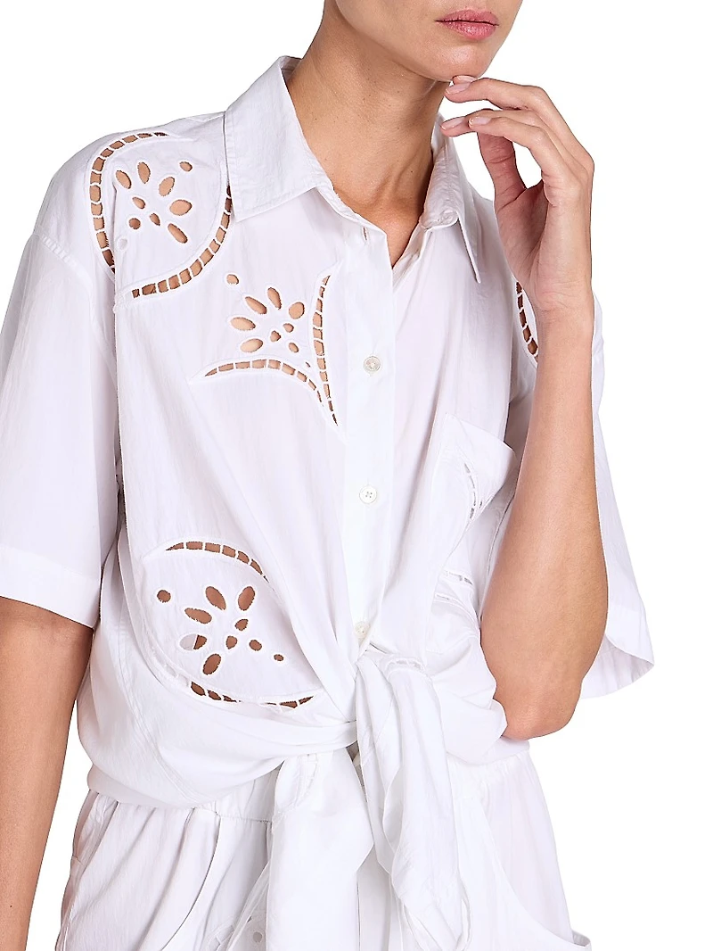 Bilya Eyelet-Embroidered Short-Sleeve Shirt