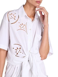 Bilya Eyelet-Embroidered Short-Sleeve Shirt