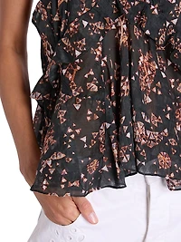 Anissa Cotton-Silk Geometric Top