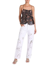 Anissa Cotton-Silk Geometric Top
