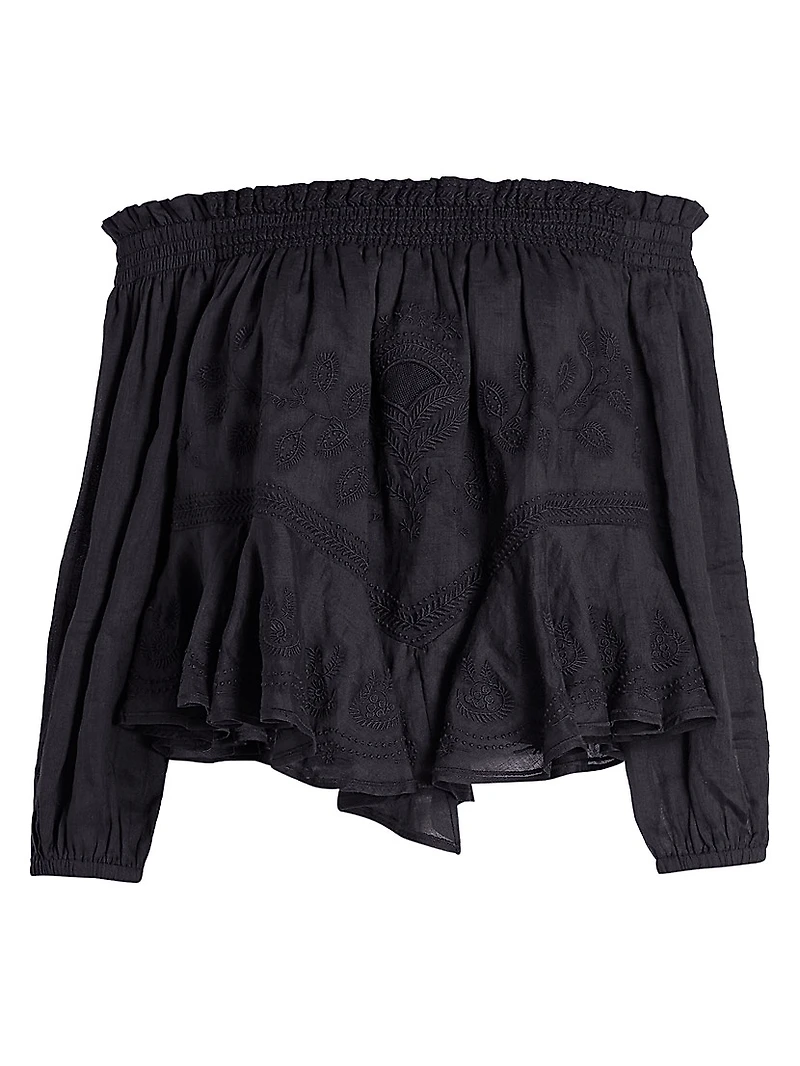 Erine Embroidered Off-The-Shoulder Top