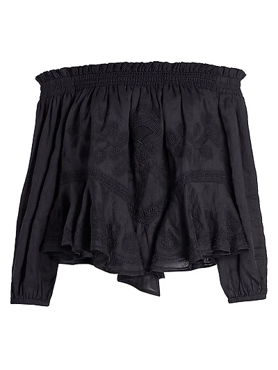 Erine Embroidered Off-The-Shoulder Top