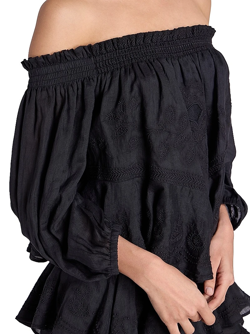 Erine Embroidered Off-The-Shoulder Top