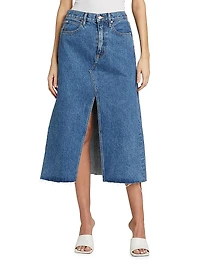Denim A-Line Midi-Skirt