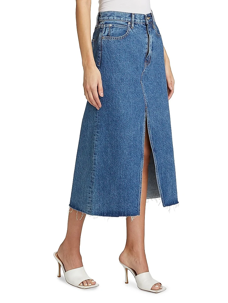 Denim A-Line Midi-Skirt