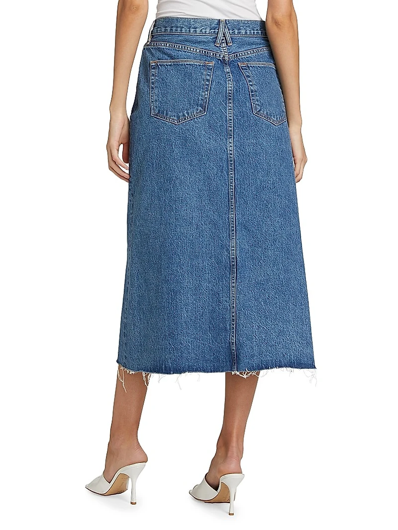 Denim A-Line Midi-Skirt