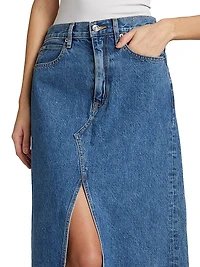 Denim A-Line Midi-Skirt