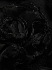 3D Rose-Embellished Tulle Cocktail Gown