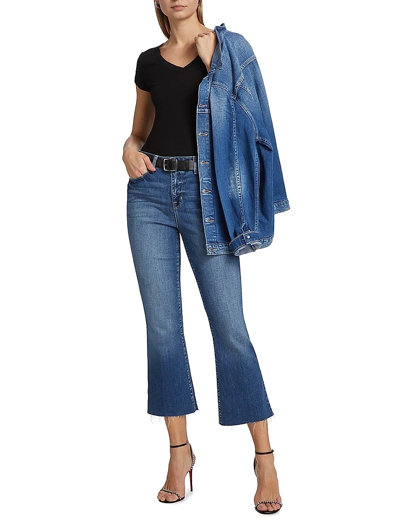 Kendra Mid-Rise Stretch Flare Crop Jeans