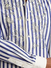 Capri Umbrella Embellished Floral-Embroidered Shirt