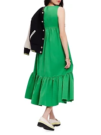 V-Neck Cotton Midi-Dress