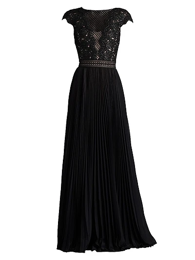Mixed-Media Sequin-Embellished Gown