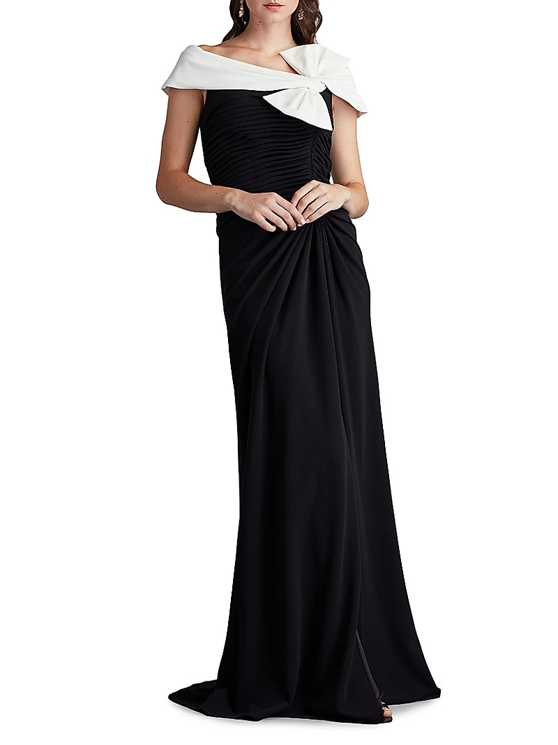 Knotted Bow & Gathered Crepe Gown