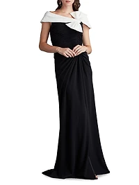 Knotted Bow & Gathered Crepe Gown