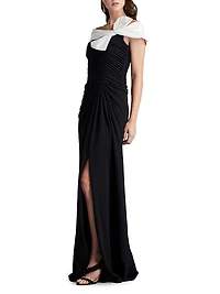 Knotted Bow & Gathered Crepe Gown