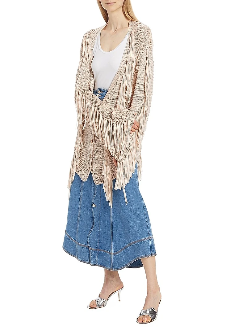 Sand Striped Fringe Cardigan