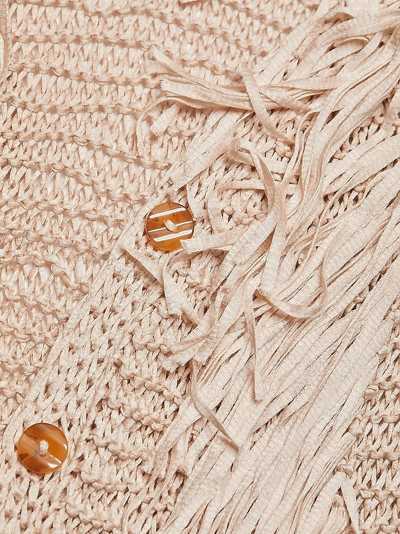 Sand Striped Fringe Cardigan