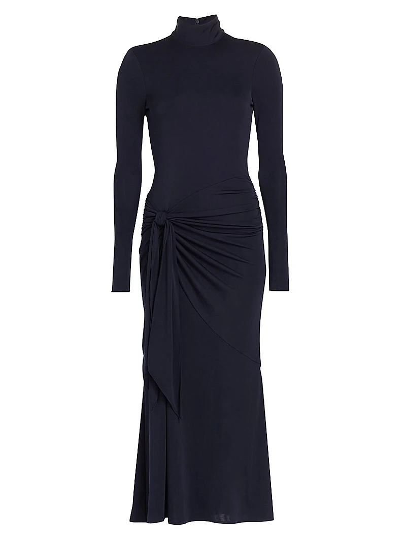 Johnson Draped Turtleneck Midi-Dress