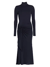 Johnson Draped Turtleneck Midi-Dress