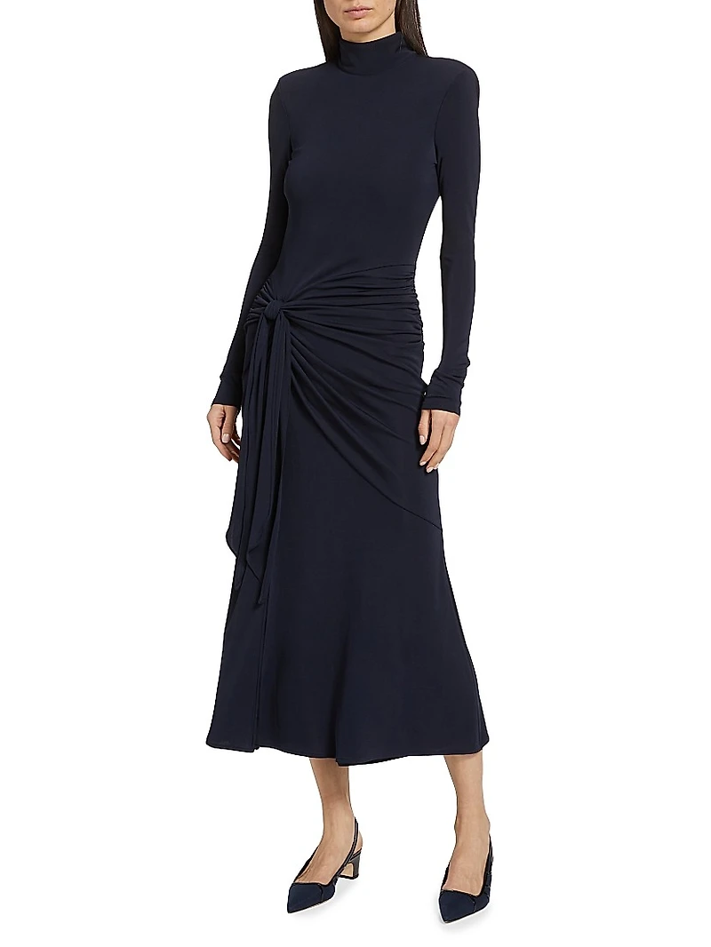 Johnson Draped Turtleneck Midi-Dress