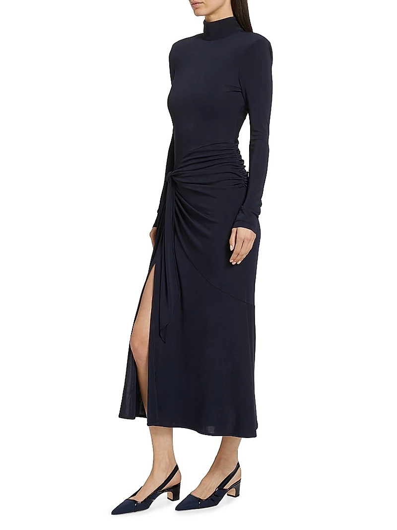 Johnson Draped Turtleneck Midi-Dress