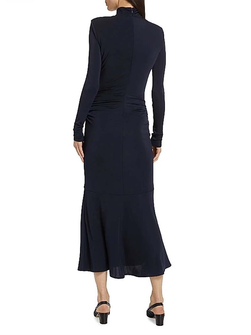 Johnson Draped Turtleneck Midi-Dress