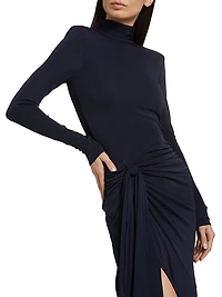 Johnson Draped Turtleneck Midi-Dress