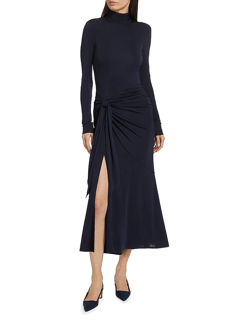 Johnson Draped Turtleneck Midi-Dress