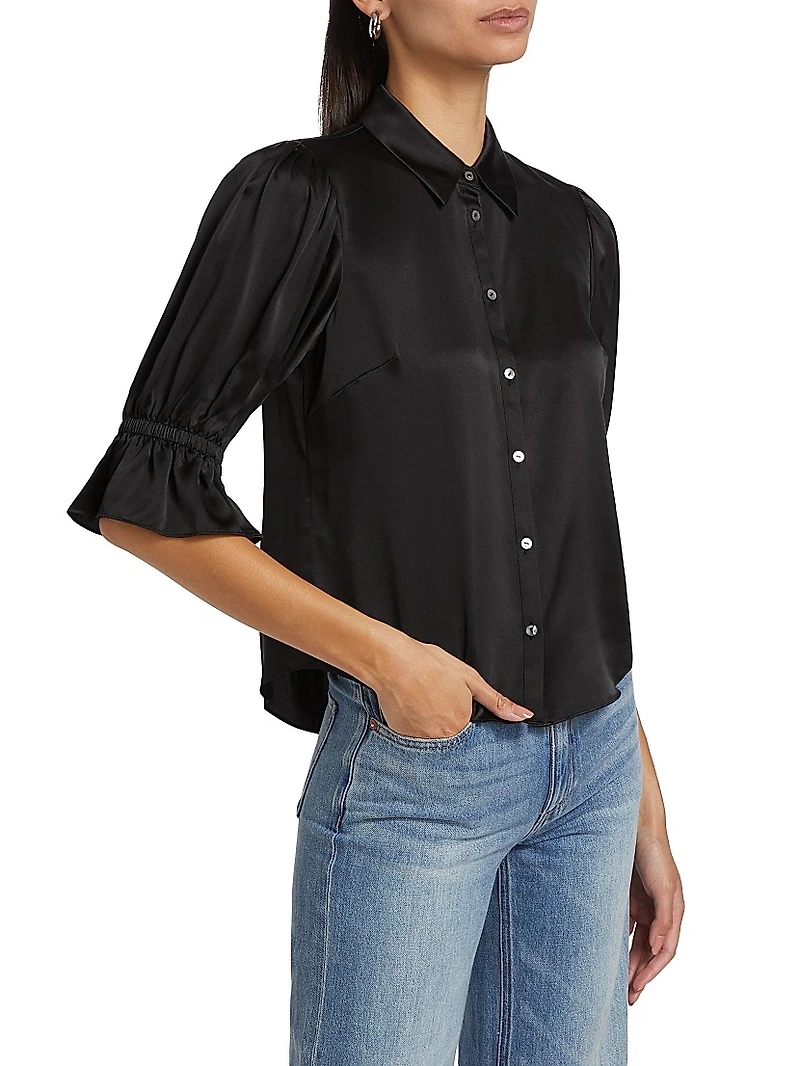 Fiona Silk Puff-Sleeve Blouse