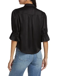 Fiona Silk Puff-Sleeve Blouse