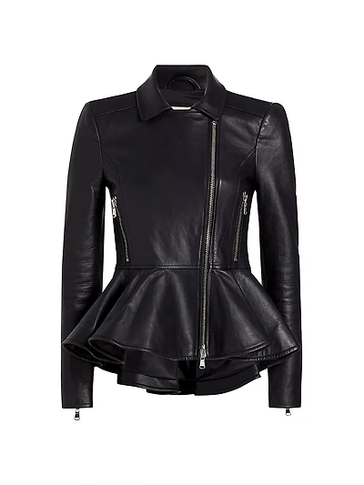 Lyric Leather Peplum Biker Jacket