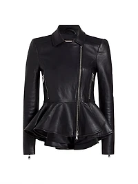 Lyric Leather Peplum Biker Jacket