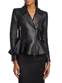 Lyric Leather Peplum Biker Jacket