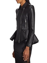 Lyric Leather Peplum Biker Jacket