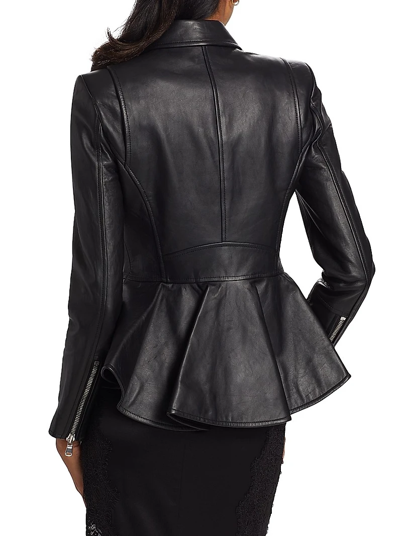 Lyric Leather Peplum Biker Jacket