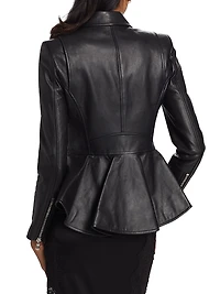 Lyric Leather Peplum Biker Jacket